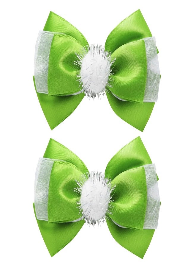 Fancheer 2PC Green Fairy Hair Bow Clips for Girls Women 4 Inch Princess Accessories - Image 1
